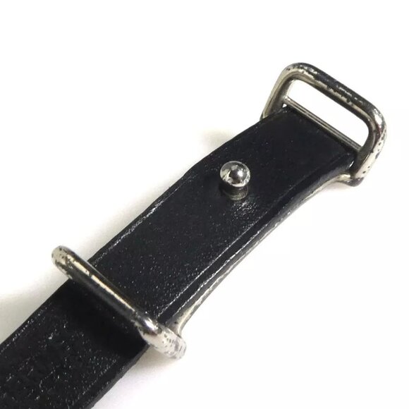 Auth HERMES Bracelet Black/Silver Leather/Metal - - Picture 5 of 10